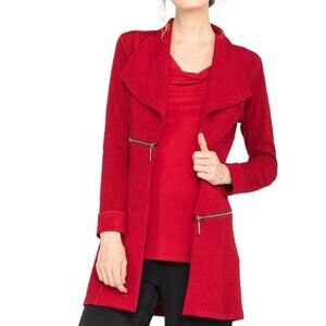 Eva Varro Womens Barcelona Jacket Red Open Lapel Long Sleeve Zippers size XS